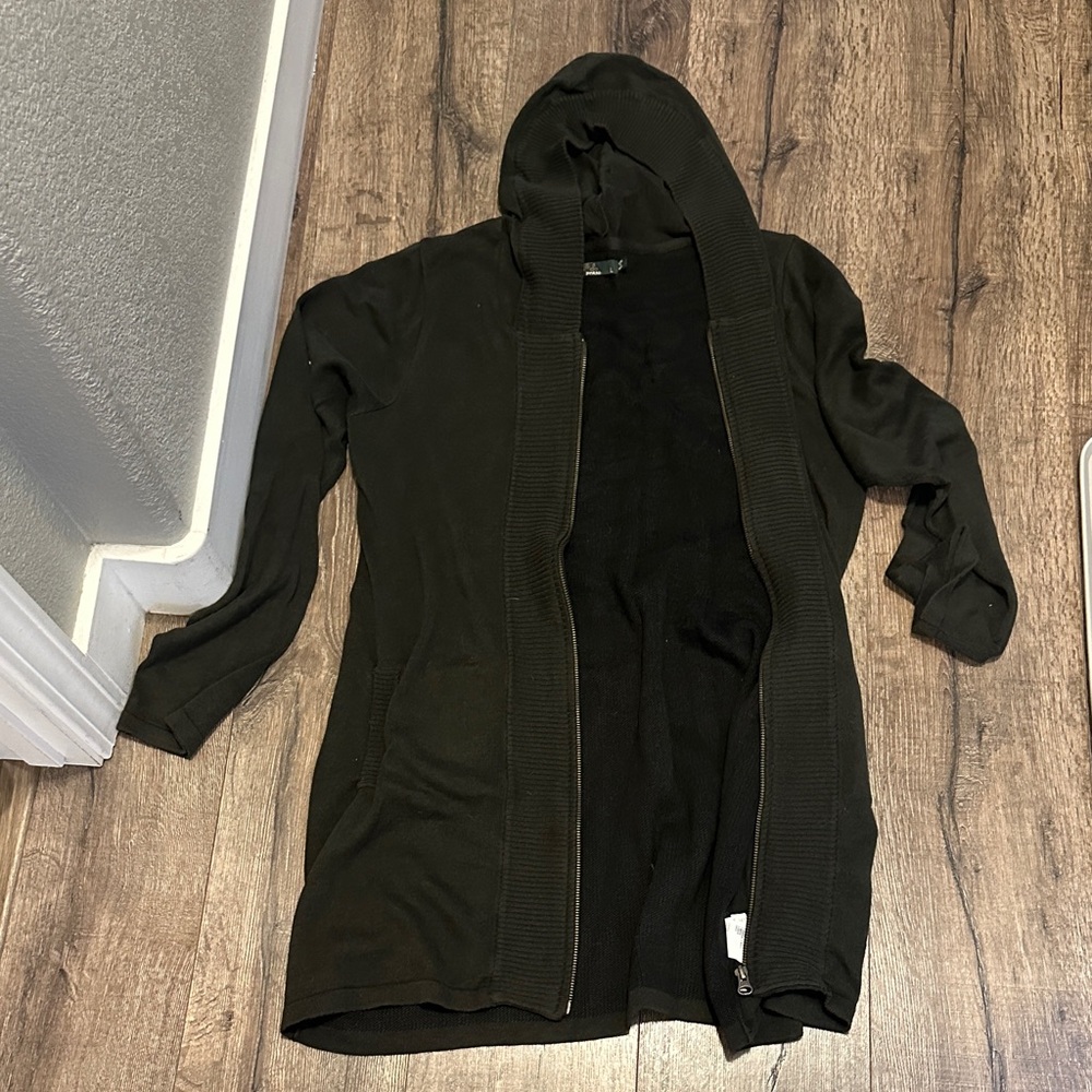 Green Long Zipper Cardigan